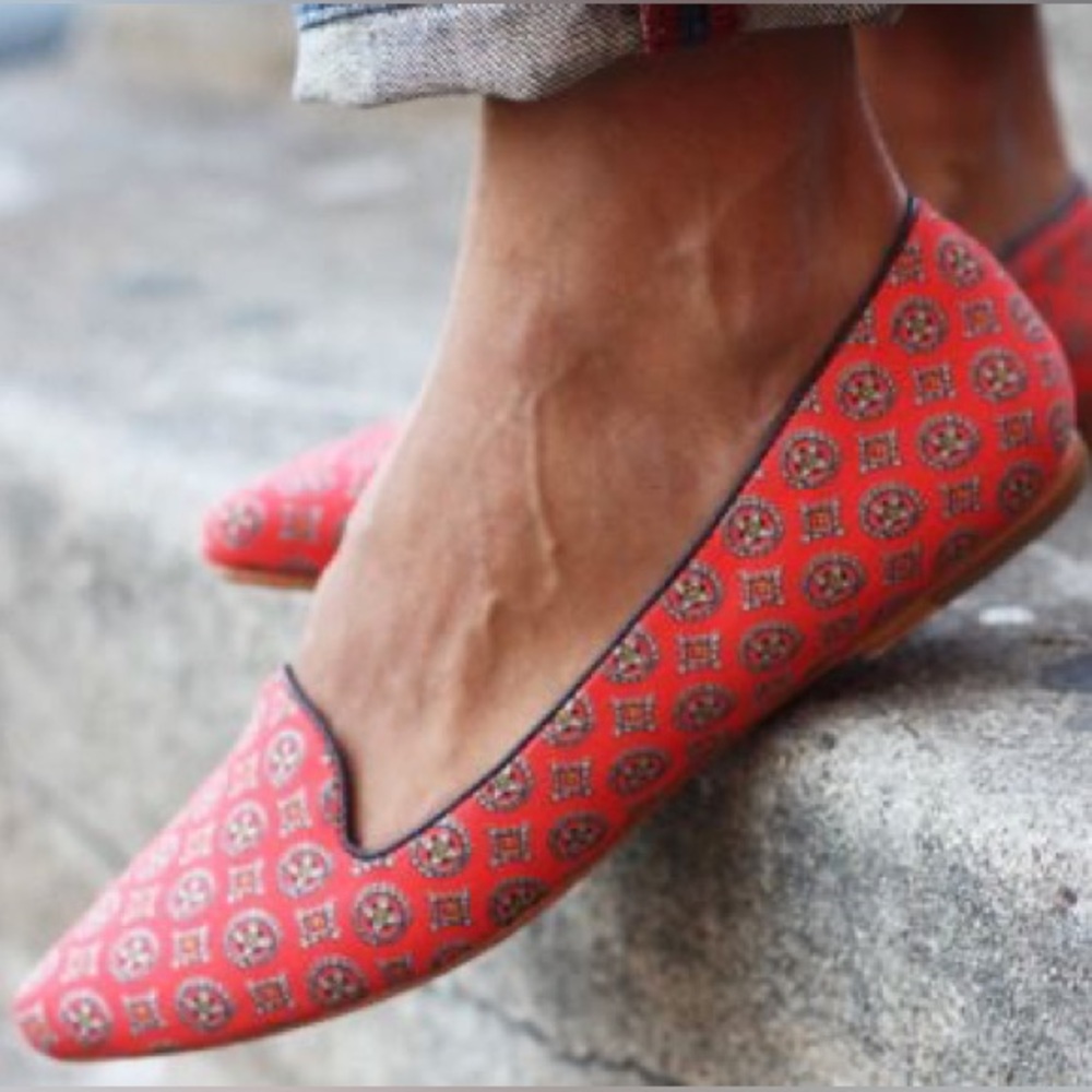 Joie Daydreaming Print Red / Orange Loafers Size 37.5
